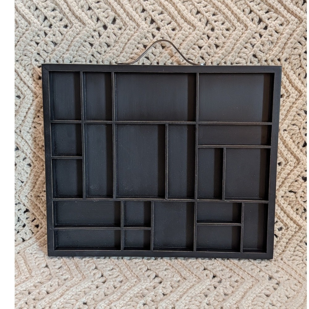 7gypsies Printer Tray Letterbox Black Silver Handle Wood Shadow Box 12x10